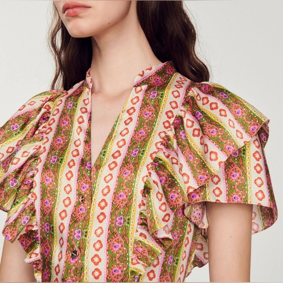 NWOT Sandro Retro Multi Tiered Mini Dress - Picture 3 of 10